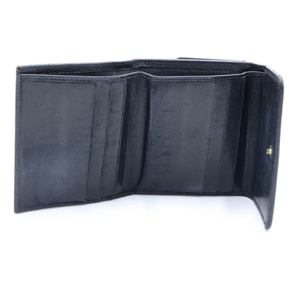 Chanel CC Logo Trifold Wallet Compact Coin Case Black Caviar Silver — view 4