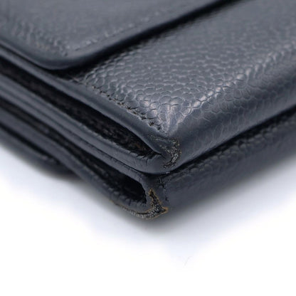 Chanel CC Logo Trifold Wallet Compact Coin Case Black Caviar Silver — view 5