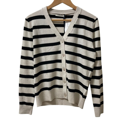 Max Mara S Smmribes Border Knit Cardigan M Beige Black