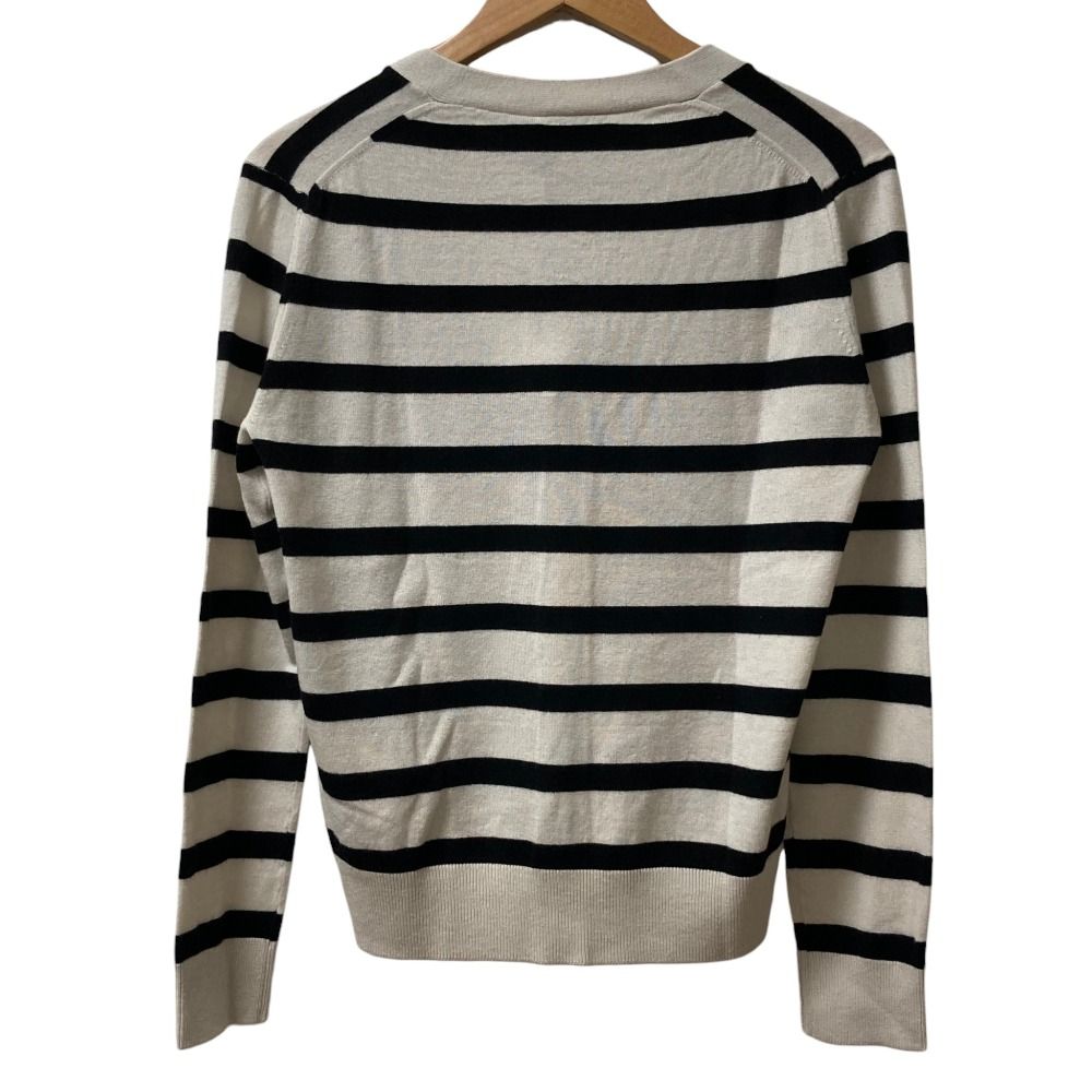 Max Mara S Smmribes Border Knit Cardigan M Beige Black — view 3