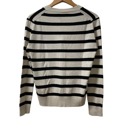 Max Mara S Smmribes Border Knit Cardigan M Beige Black — view 3