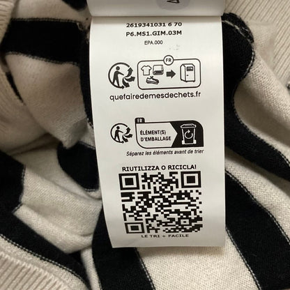 Max Mara S Smmribes Border Knit Cardigan M Beige Black — view 7