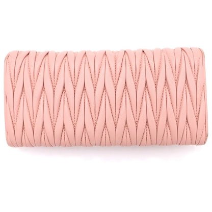 Miu Miu Matelasse Wallet Card Case Pink Leather Gold — view 2