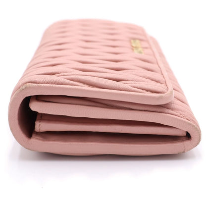 Miu Miu Matelasse Wallet Card Case Pink Leather Gold — view 3