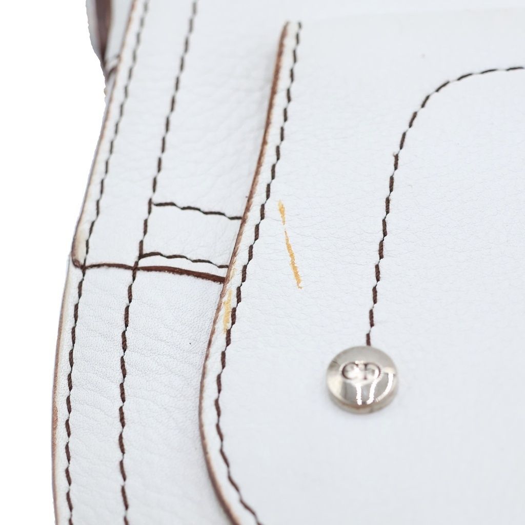 Dior Saddle Stitch Shoulder Bag White Leather Silver — view 6