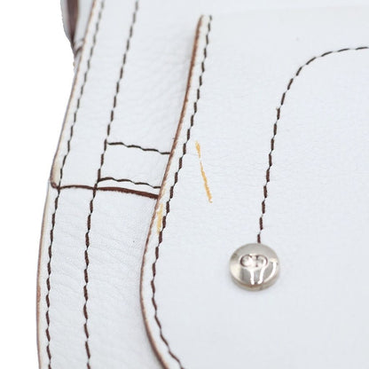 Dior Saddle Stitch Shoulder Bag White Leather Silver — view 6
