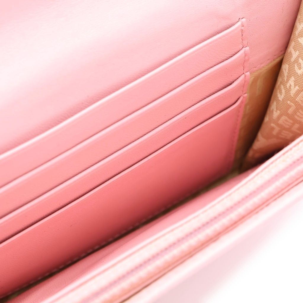 Chanel CC Logo Bifold Wallet Card Case Pink Leather Gold — view 4