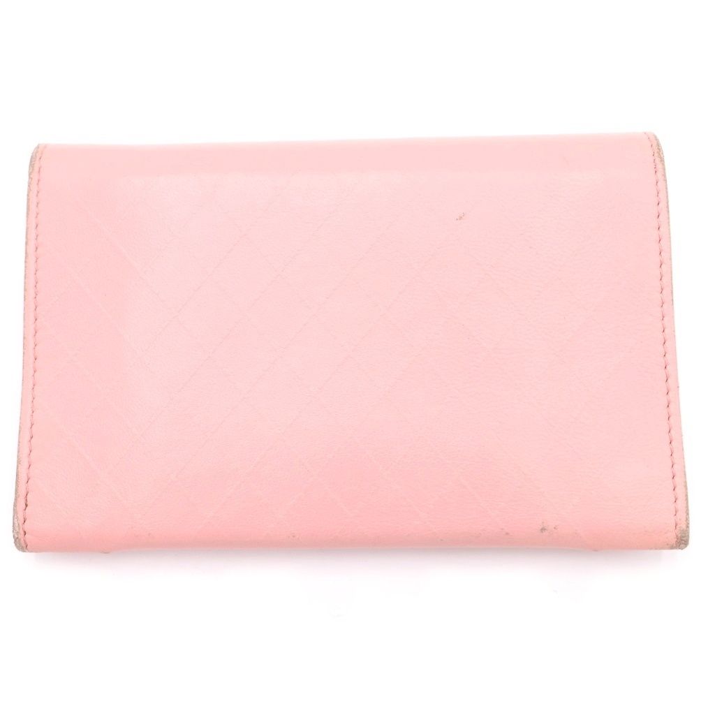Chanel CC Logo Bifold Wallet Card Case Pink Leather Gold — view 2