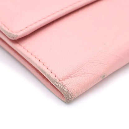 Chanel CC Logo Bifold Wallet Card Case Pink Leather Gold — view 5