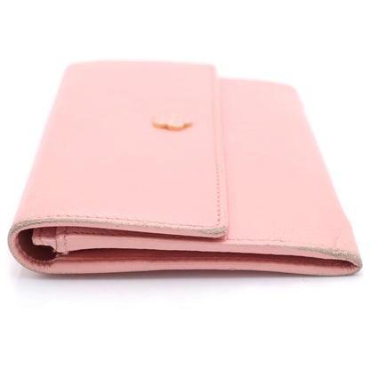 Chanel CC Logo Bifold Wallet Card Case Pink Leather Gold — view 3