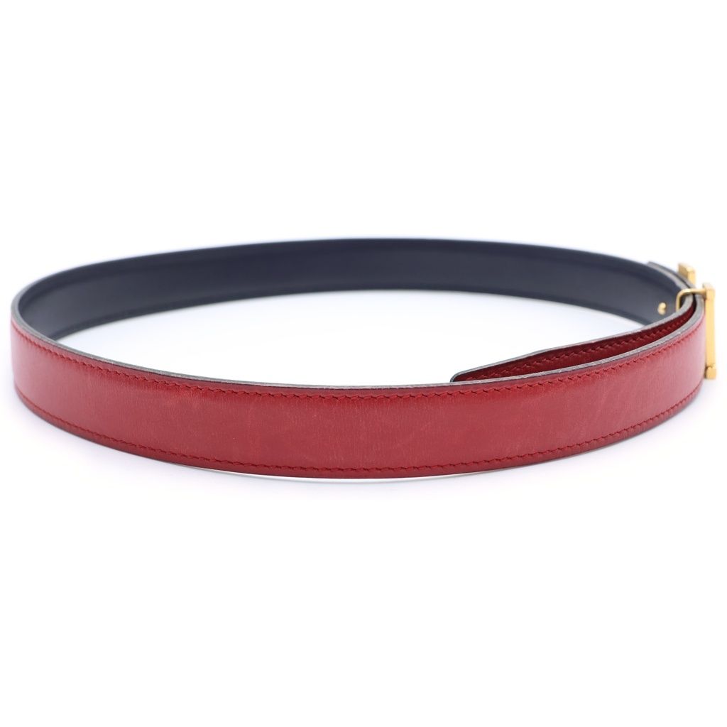 Hermes Constance Leather Belt Red Black Box Calf 70 S Gold — view 3