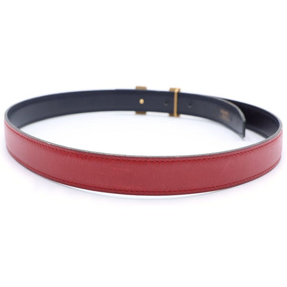 Hermes Constance Leather Belt Red Black Box Calf 70 S Gold — view 2