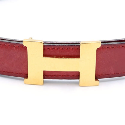 Hermes Constance Leather Belt Red Black Box Calf 70 S Gold — view 5