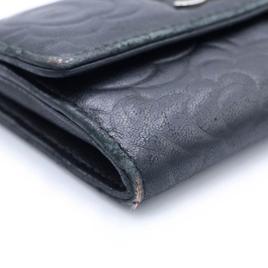 Chanel Lambskin Camellia Coin Card Case Black — view 5