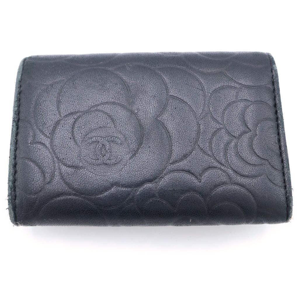 Chanel Lambskin Camellia Coin Card Case Black — view 2