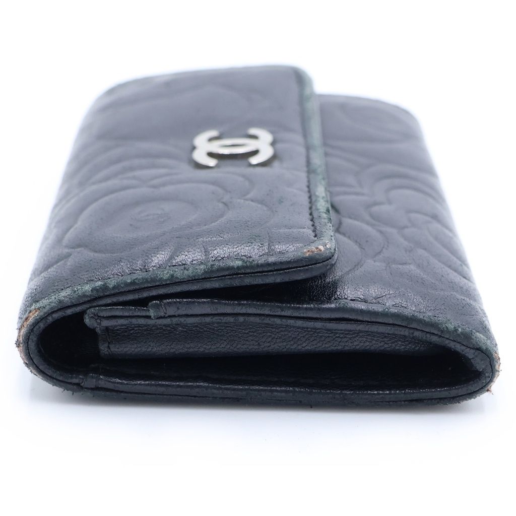 Chanel Lambskin Camellia Coin Card Case Black — view 3