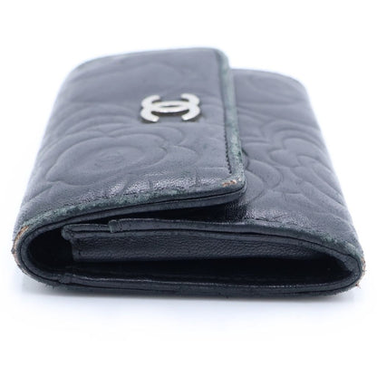 Chanel Lambskin Camellia Coin Card Case Black — view 3
