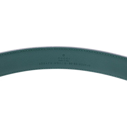 Gucci Gold Square Buckle Leather Belt Green — view 6