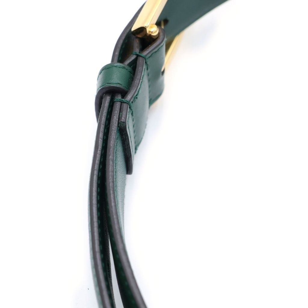 Gucci Gold Square Buckle Leather Belt Green — view 5