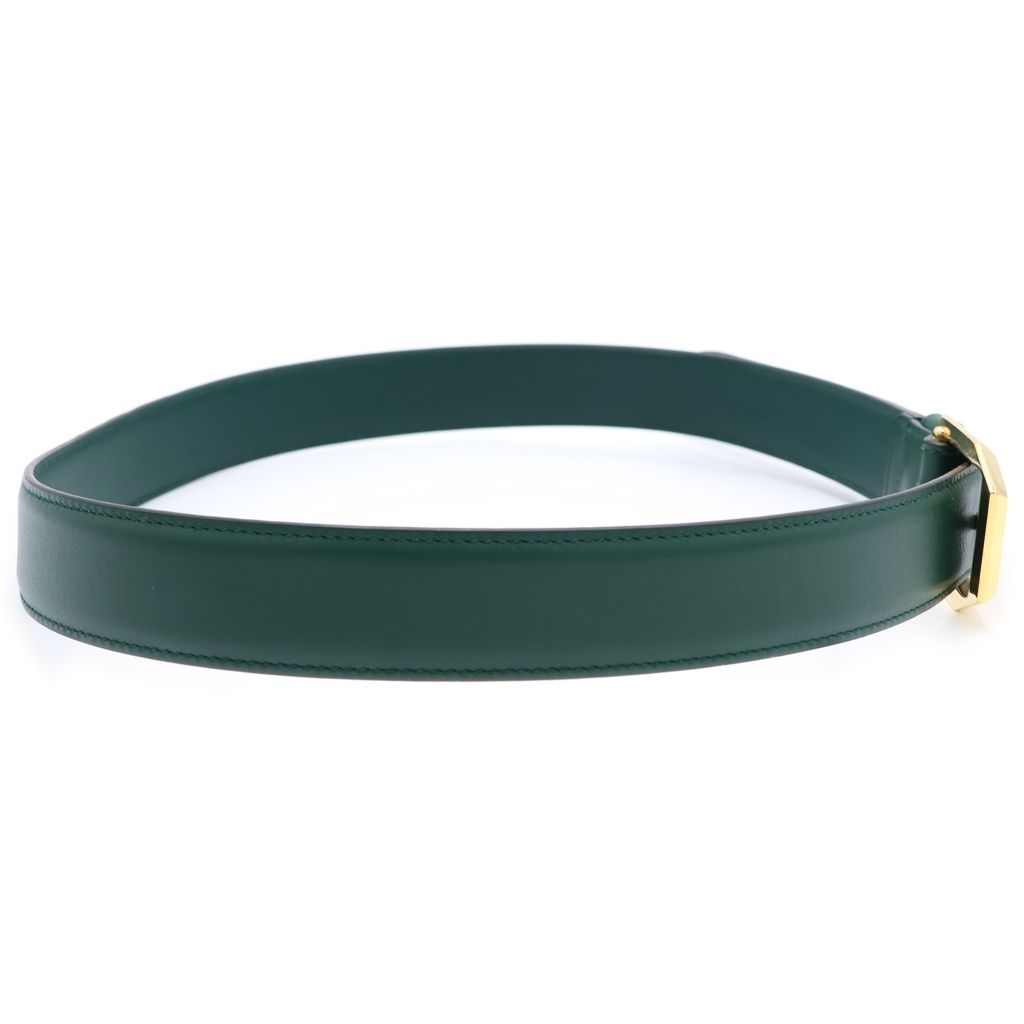 Gucci Gold Square Buckle Leather Belt Green — view 3