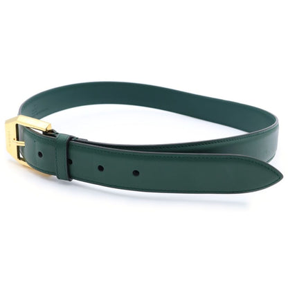 Gucci Gold Square Buckle Leather Belt Green
