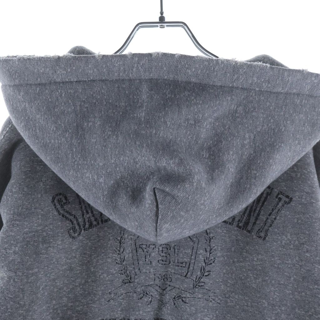 Saint Laurent Paris Distressed Pullover Hoodie Gray — view 4