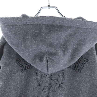 Saint Laurent Paris Distressed Pullover Hoodie Gray — view 4