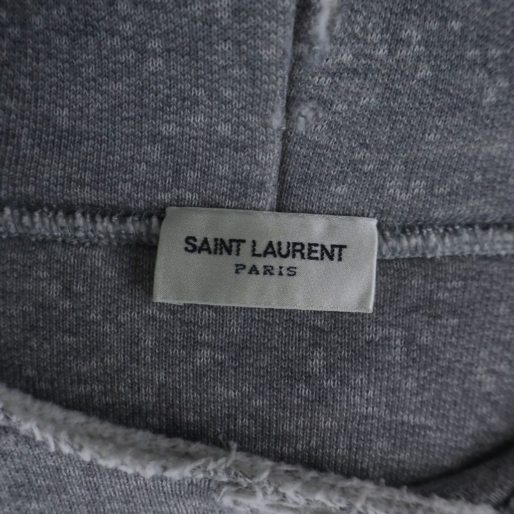 Saint Laurent Paris Distressed Pullover Hoodie Gray — view 6