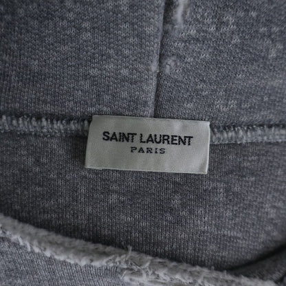 Saint Laurent Paris Distressed Pullover Hoodie Gray — view 6