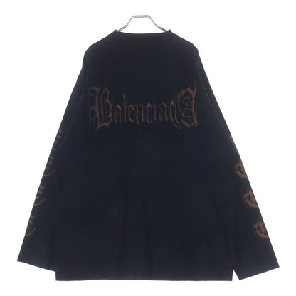 Balenciaga Heavy Metal Long Sleeve T-Shirt Logo Distressed Crew Neck Long