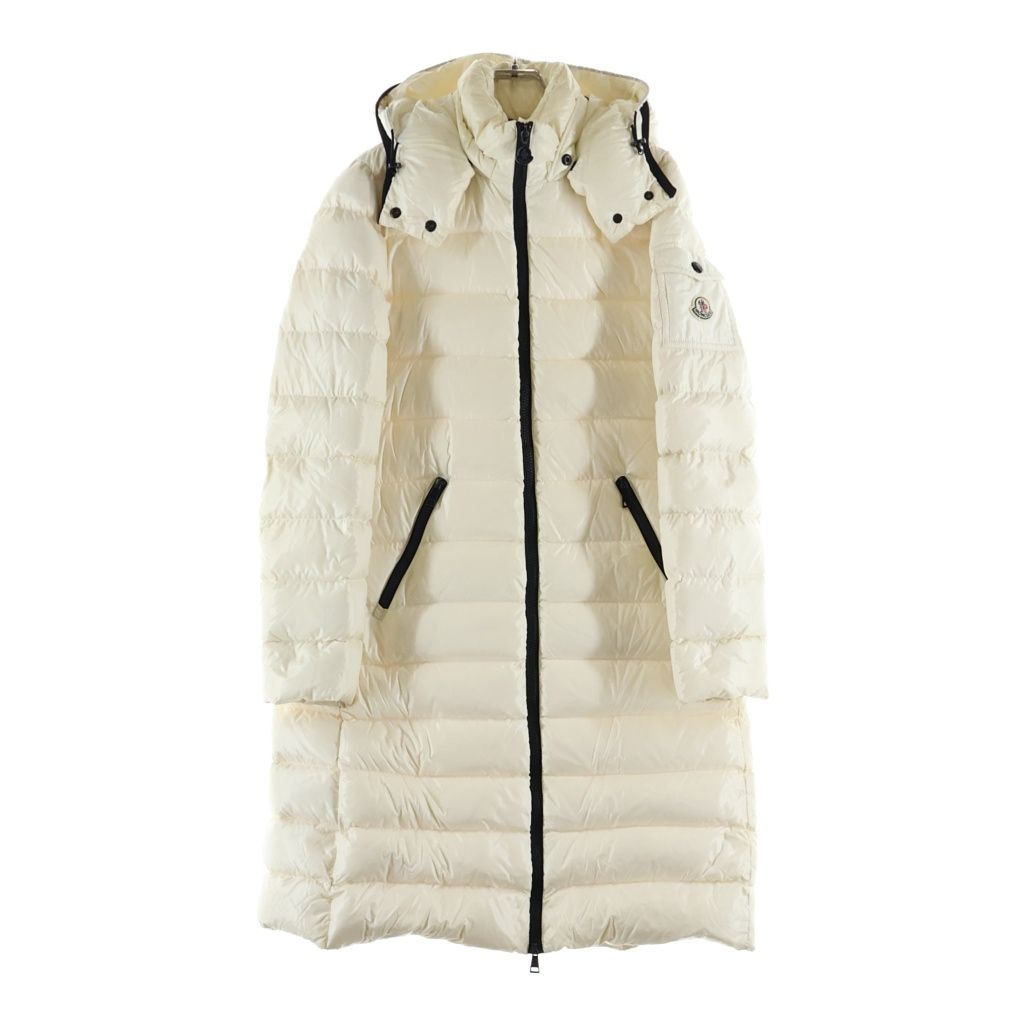 Moncler Moka Hooded Down Jacket Long Coat White