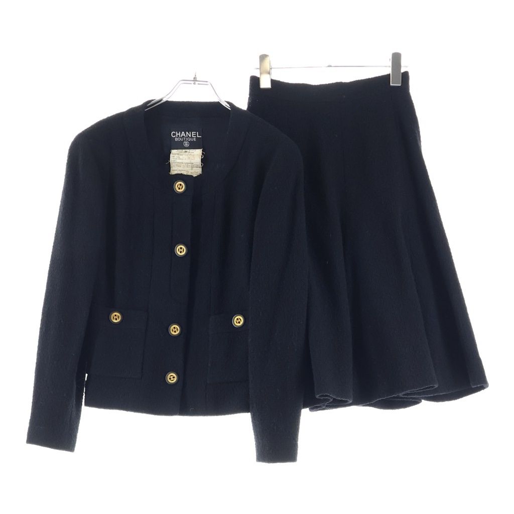 Chanel Coco Button Tweed Set Black 36