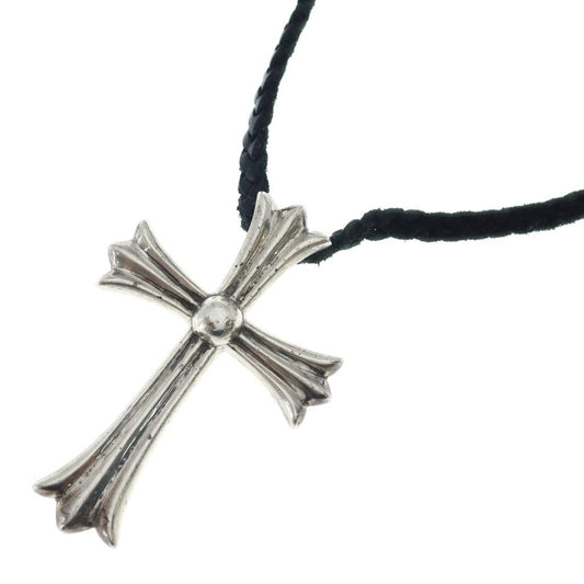 Chrome Hearts CH Crs LG BC Large CH Cross Pendant Borochip Leather Braid