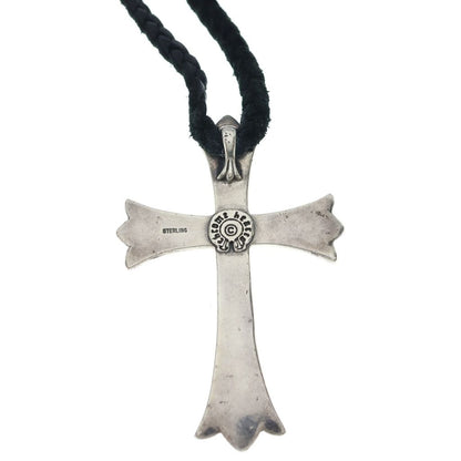 Chrome Hearts CH Crs LG BC Large CH Cross Pendant Borochip Leather Braid — view 5