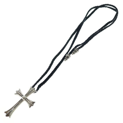Chrome Hearts CH Crs LG BC Large CH Cross Pendant Borochip Leather Braid — view 2