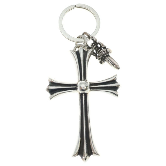 Chrome Hearts Crs Dggr Large Cross Dagger Key Ring Silver