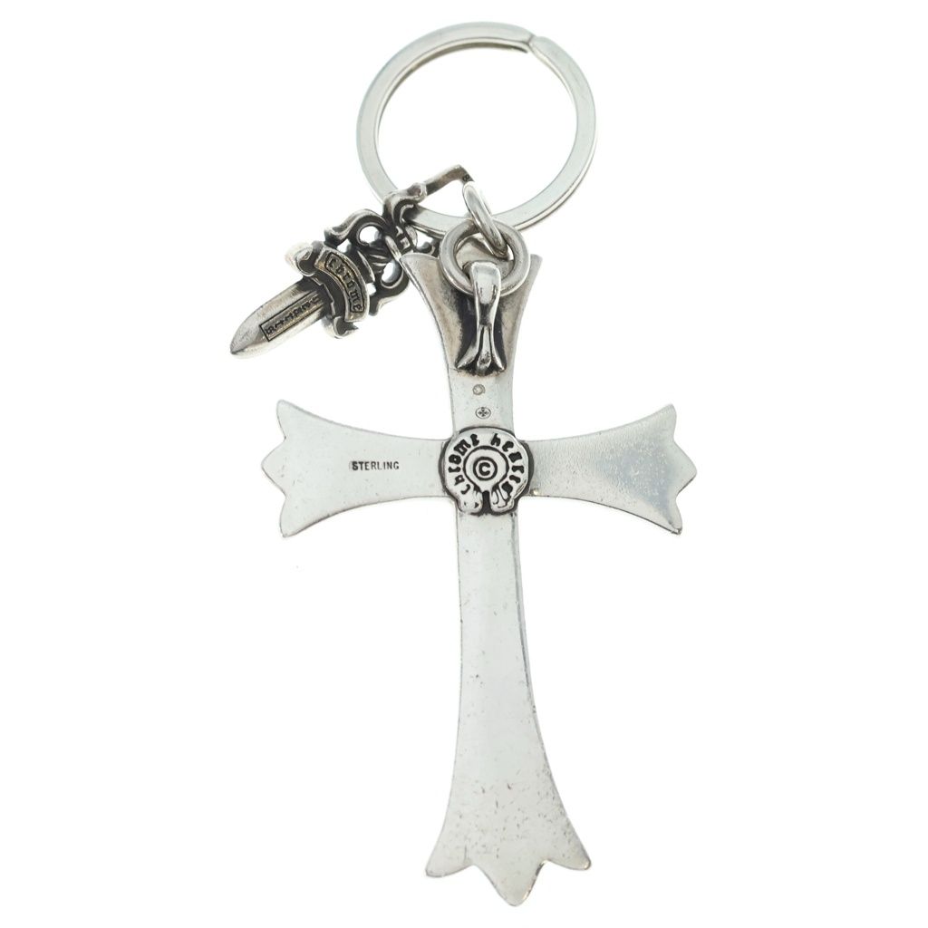 Chrome Hearts Crs Dggr Large Cross Dagger Key Ring Silver — view 2