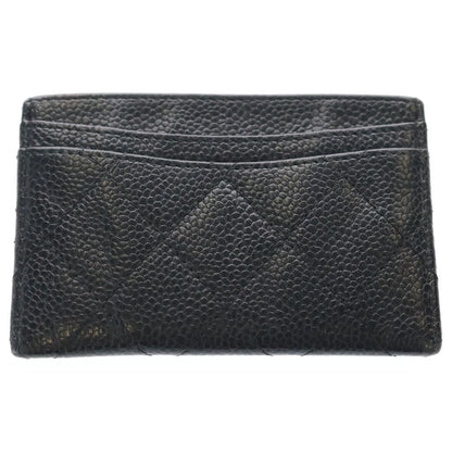 Chanel Quilted Card Case Business Holder Black Caviar Leather Gold — view 2