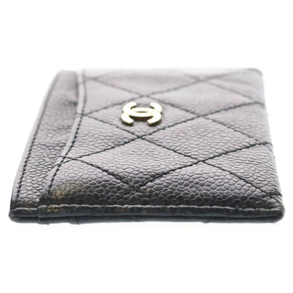 Chanel Quilted Card Case Business Holder Black Caviar Leather Gold — view 3
