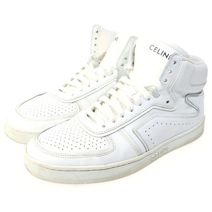 Celine Trainer High Top Sneakers Sweatshirt Leather Cut White — view 2