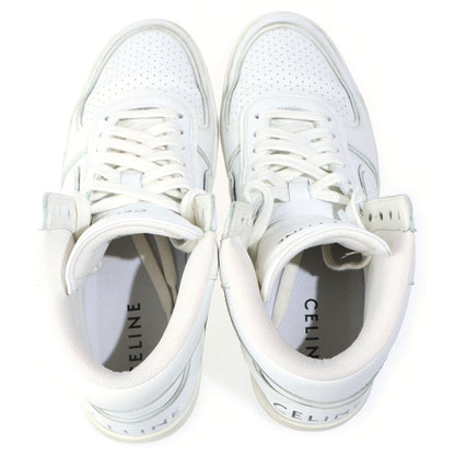 Celine Trainer High Top Sneakers Sweatshirt Leather Cut White — view 4