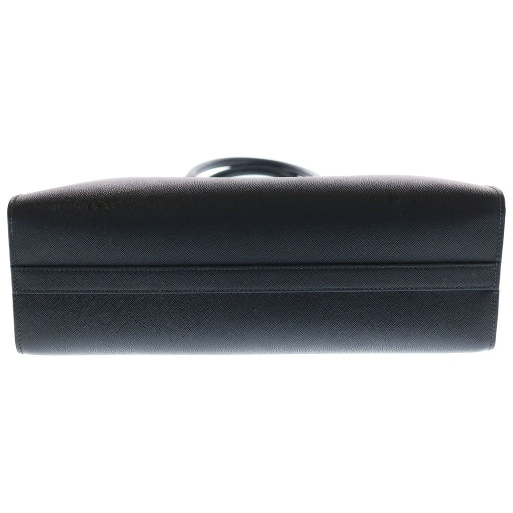 Prada Saffiano Tote Shoulder Bag Black Leather Gold — view 4