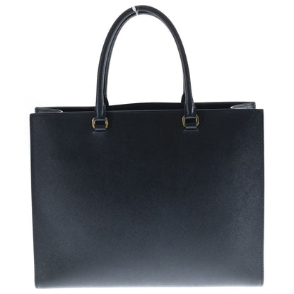 Prada Saffiano Tote Shoulder Bag Black Leather Gold — view 2