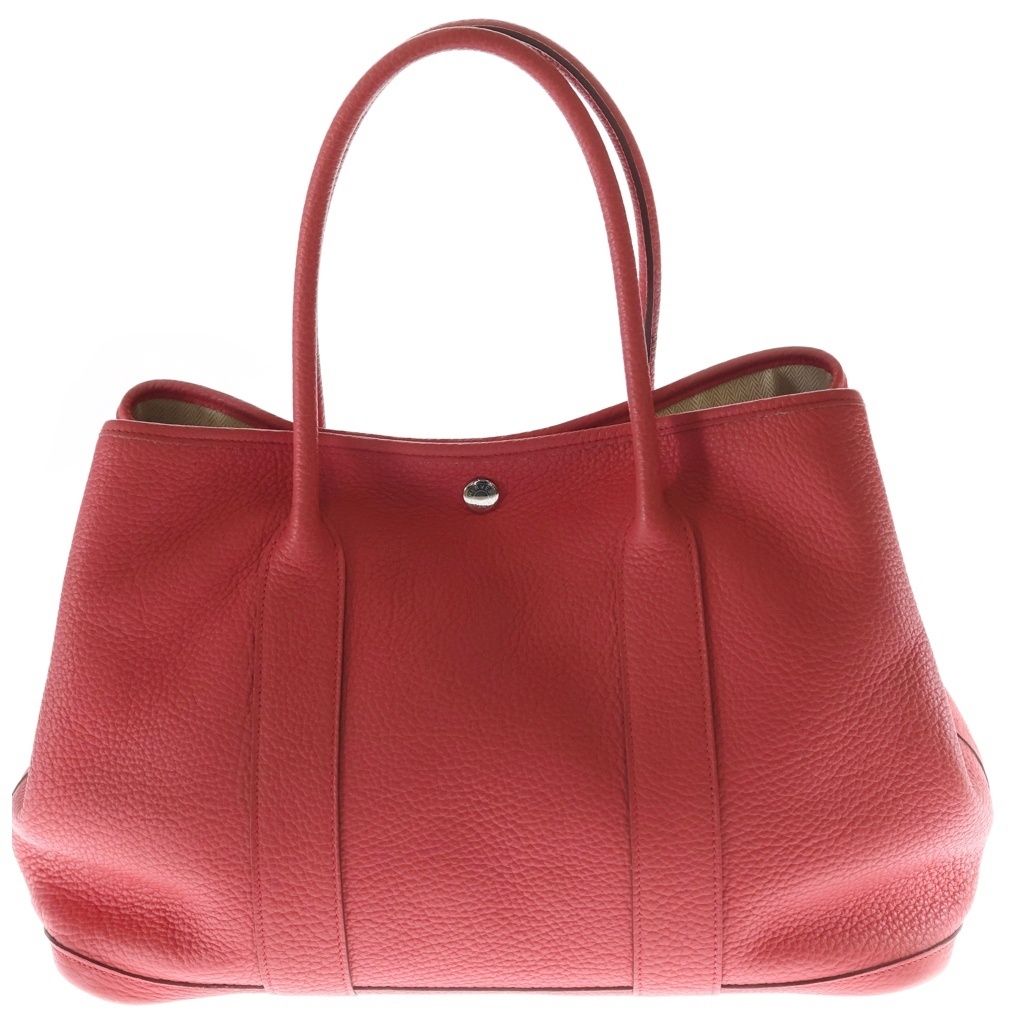 Hermes Garden Party GM Handbag Salmon Pink Negonda Leather Silver