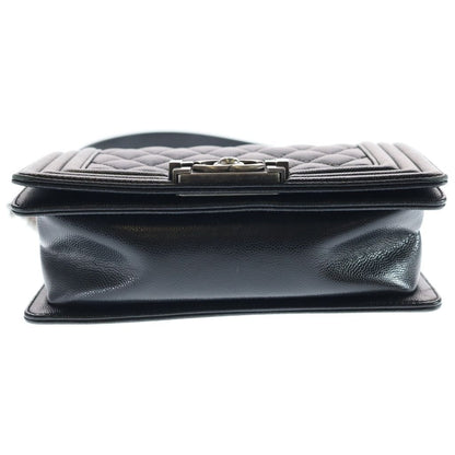 Chanel Chain Mini Shoulder Bag Black Caviar Leather Silver — view 4