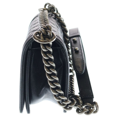 Chanel Chain Mini Shoulder Bag Black Caviar Leather Silver — view 3