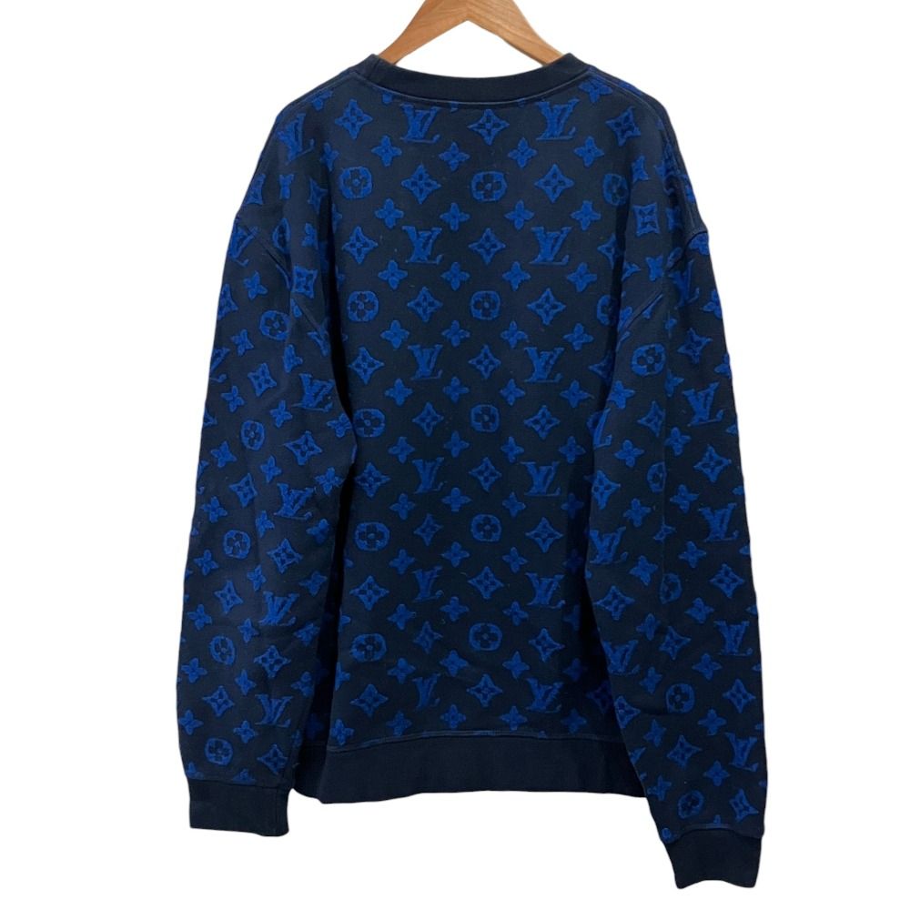 Louis Vuitton Full Monogram Jacquard Crew Neck Sweatshirt XL Navy — view 2