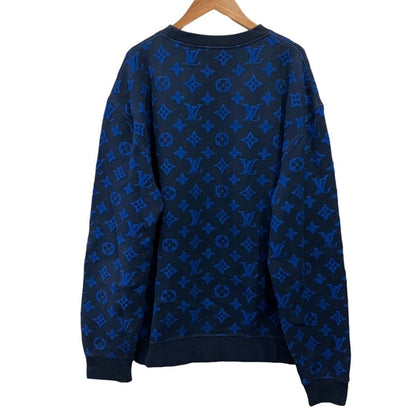 Louis Vuitton Full Monogram Jacquard Crew Neck Sweatshirt XL Navy — view 2
