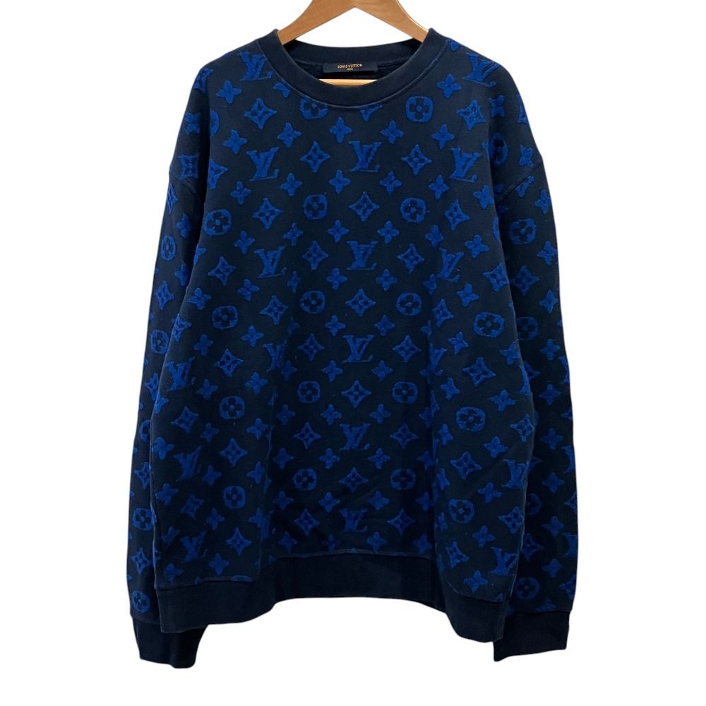 Louis Vuitton Full Monogram Jacquard Crew Neck Sweatshirt XL Navy