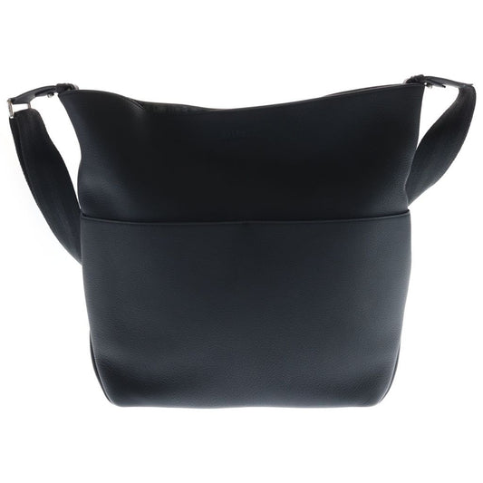 Dior Vertical Hobo Shoulder Bag Black Leather Silver